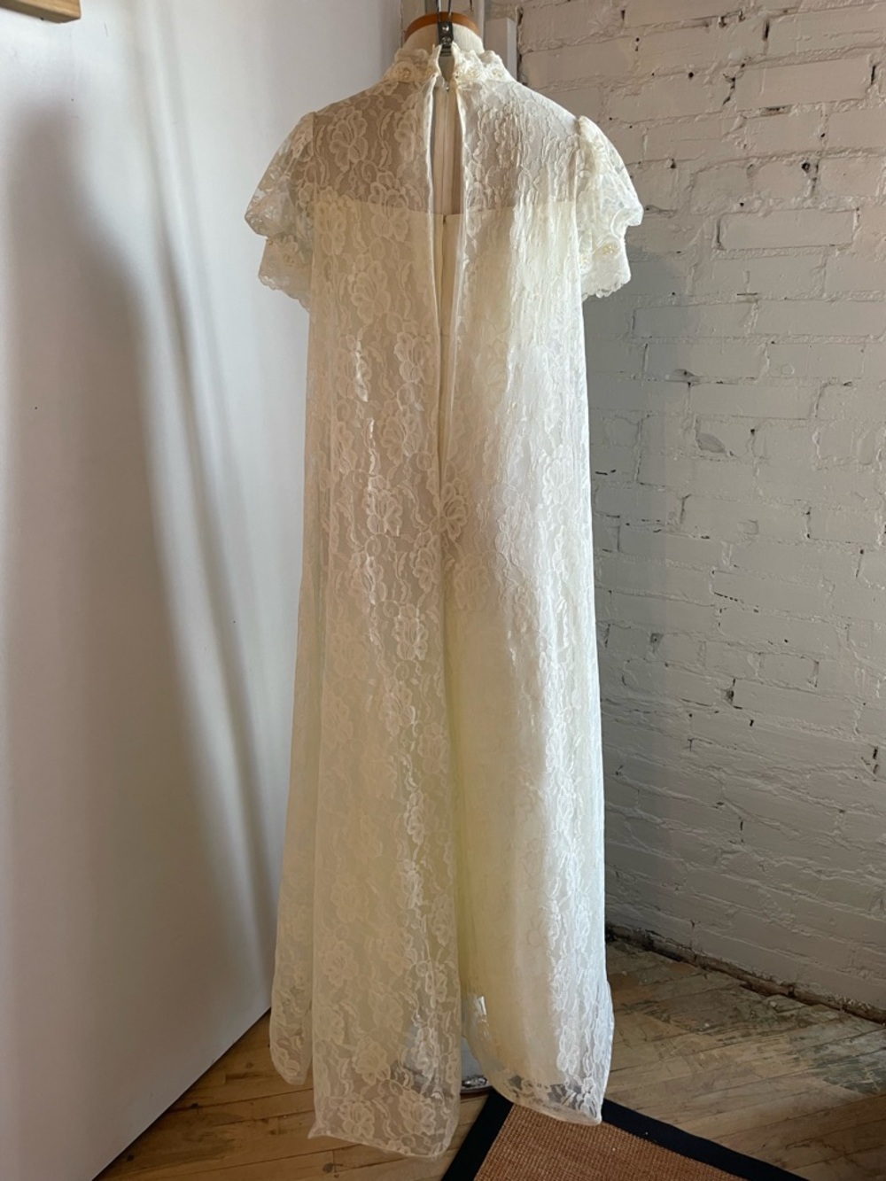 1960s Empire Waist Lace Wedding Gown - Picture 2 of 6